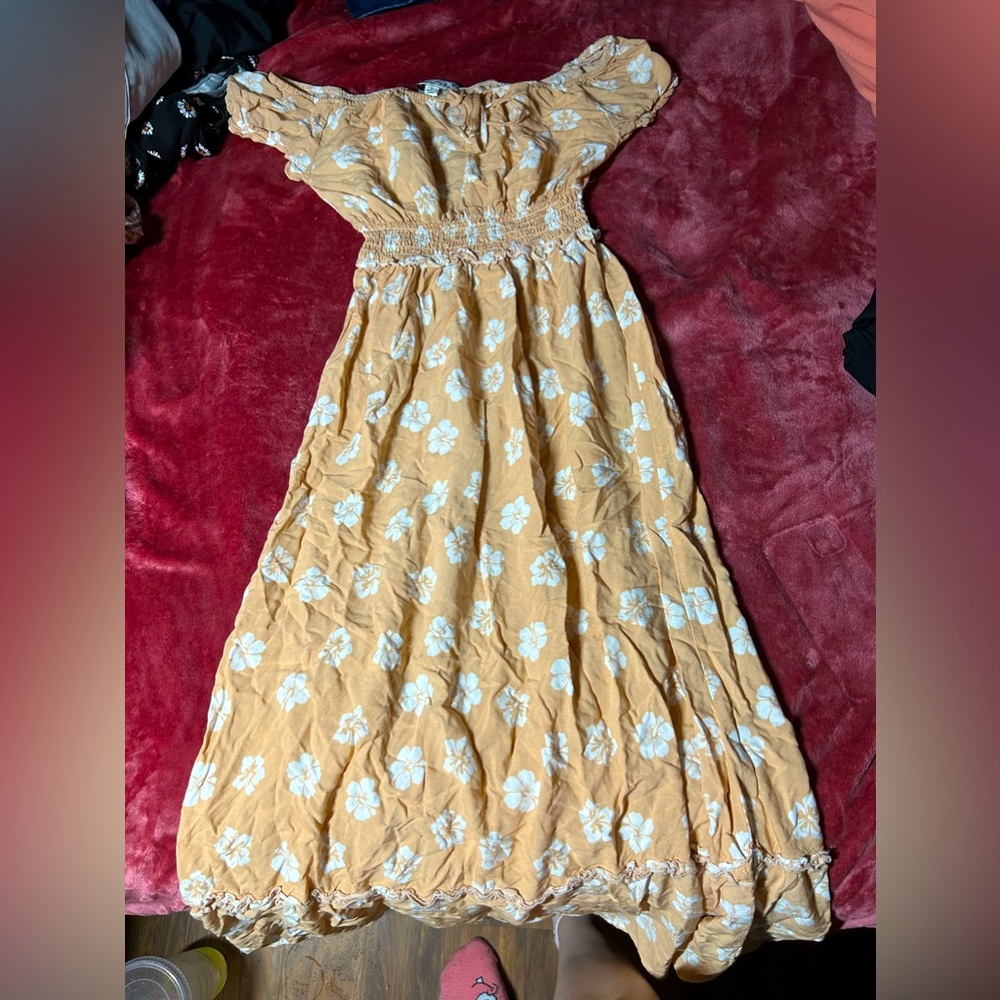 Long Floral Peach Dress